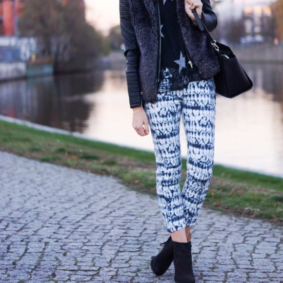 Isabel Marant pour H&M blue and white tie dye moto skinny jeans waist 12.75” - Picture 1 of 11